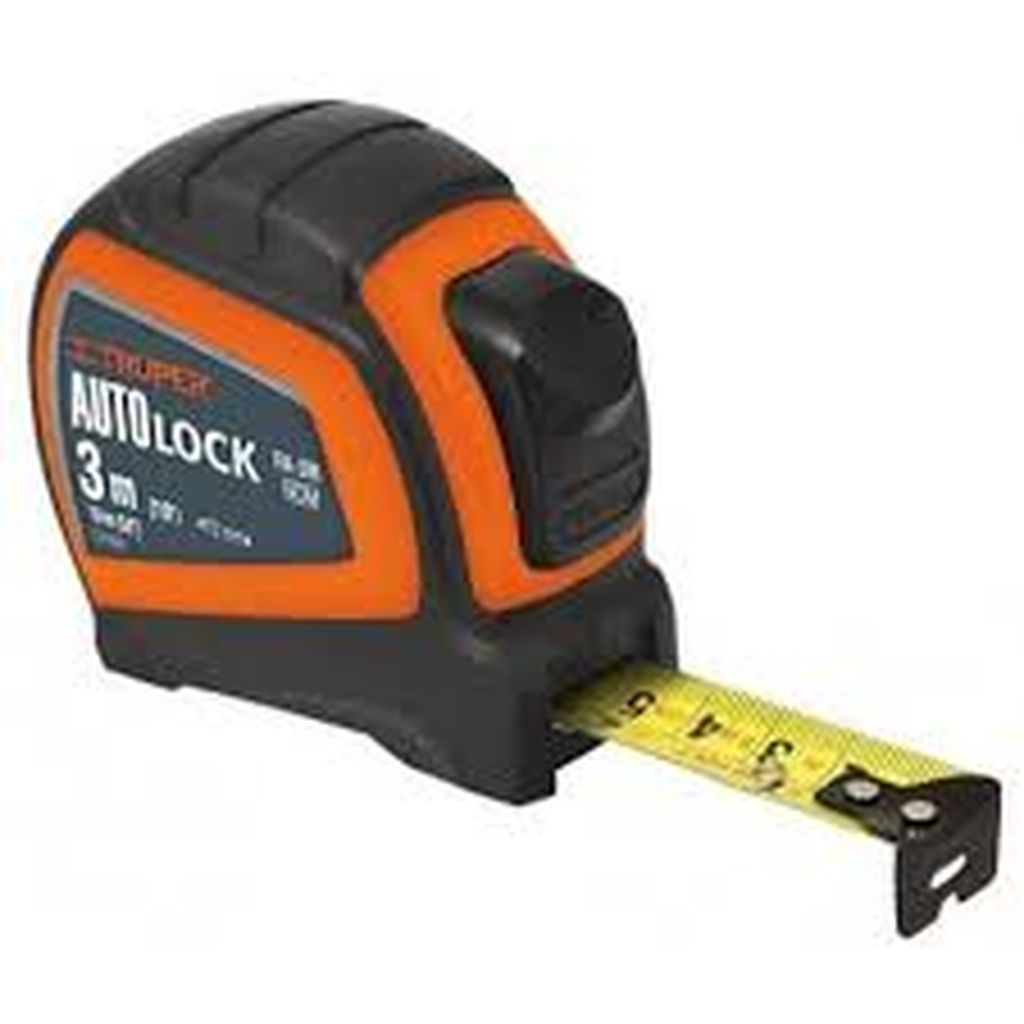 Flexómetro Auto-Lock contra impactos 3 m cinta 16 mm, Truper FA-3M, 10746
