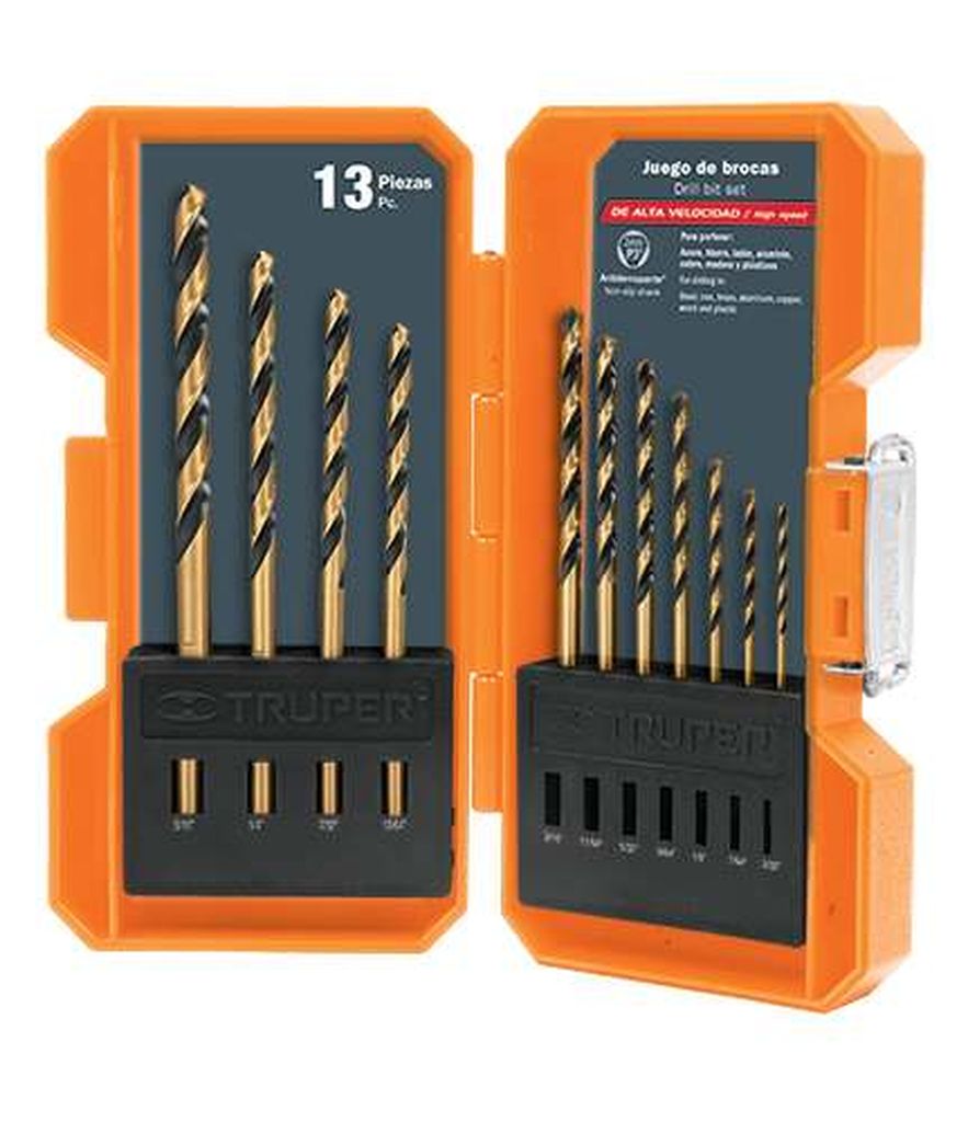Juego de 13 brocas HSS para metal en estuche, Truper Expert JBAV-13, 11402