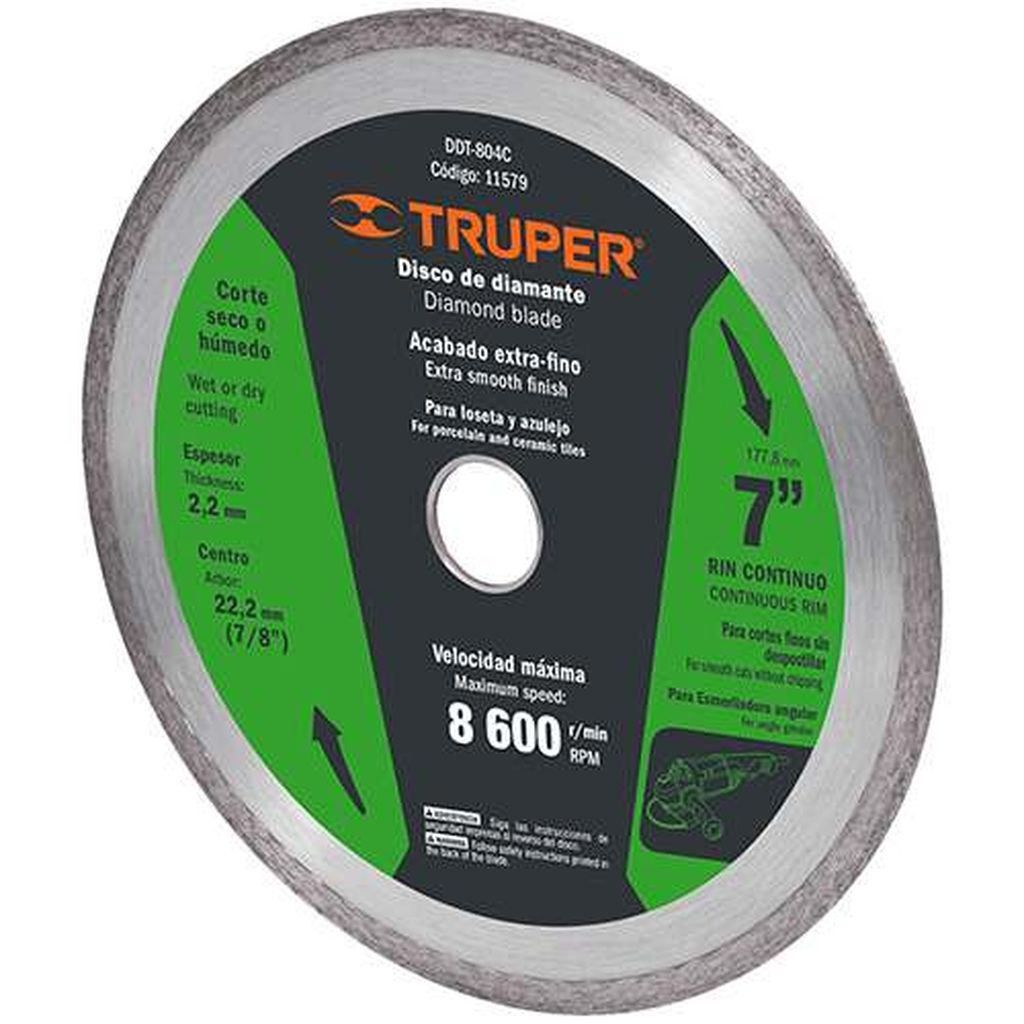 Disco de diamante de 7' x 2.2 mm rin continuo, Truper DID-170, 11579