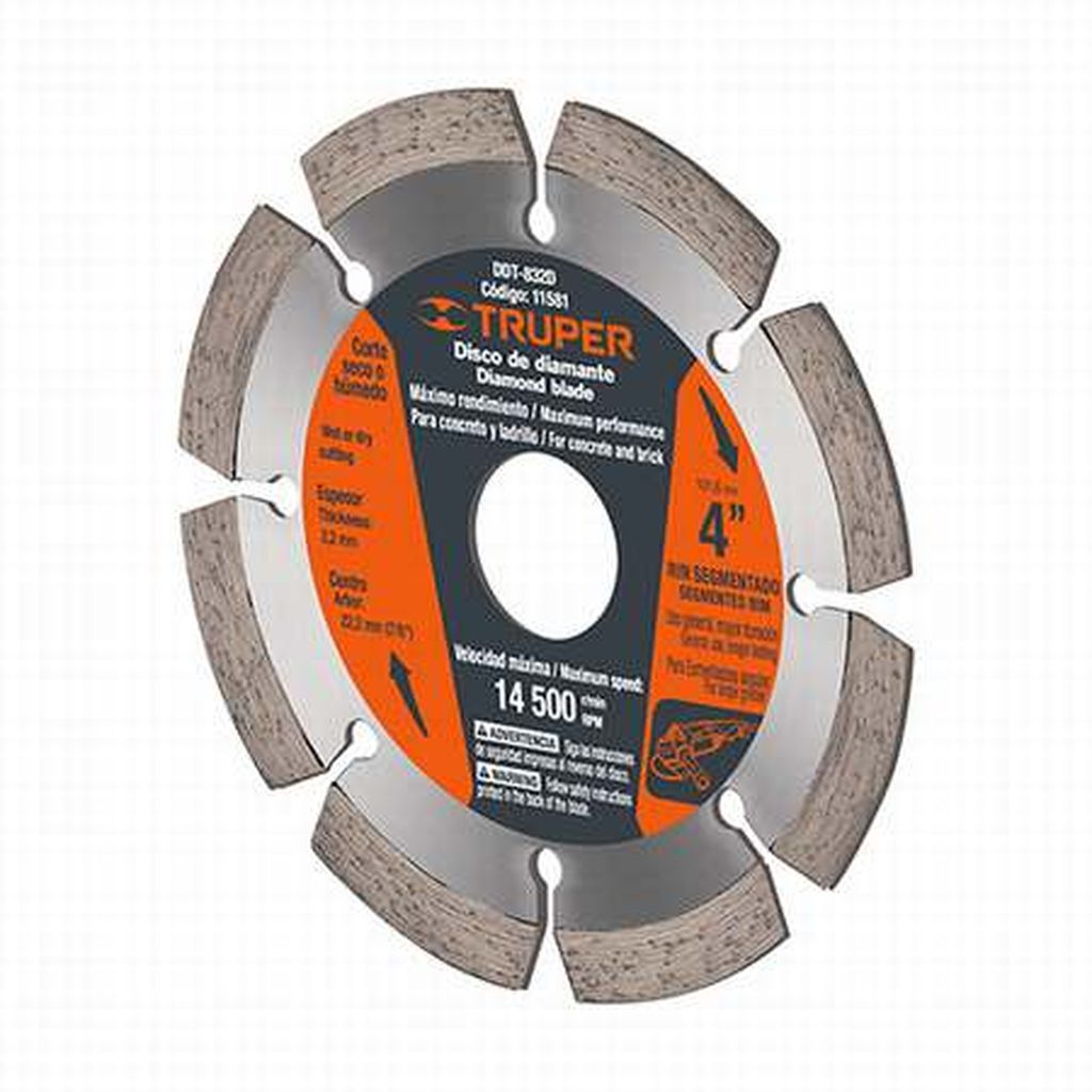 Disco de diamante de 4' x 2.1 mm rin segmentado, Truper DID-340, 11581