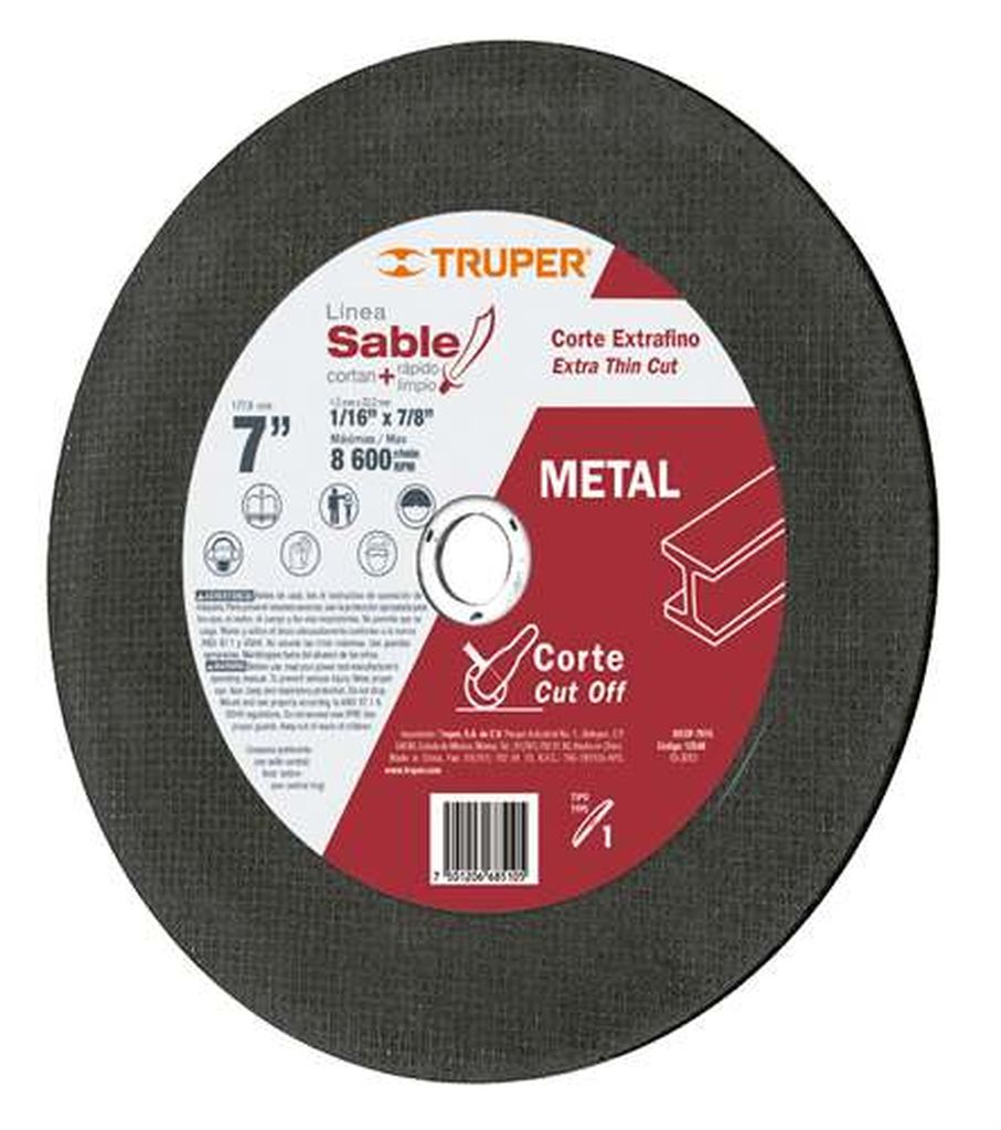 Disco Tipo 41 de 7' x 2 mm corte fino de metal, Sable DICOF-7020, 11586