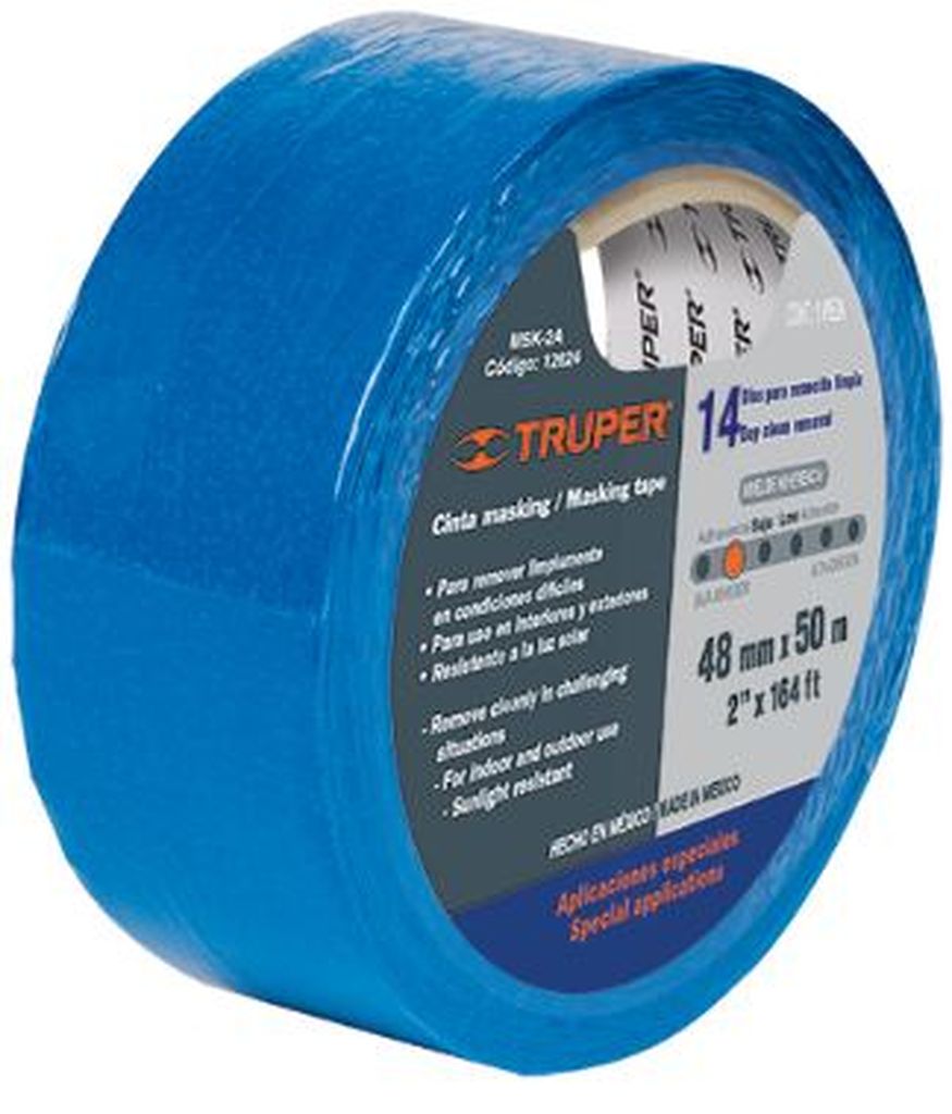 Cinta masking tape azul de 3/4' x 50 m para pintor, Truper MSK-3/4A, 12621