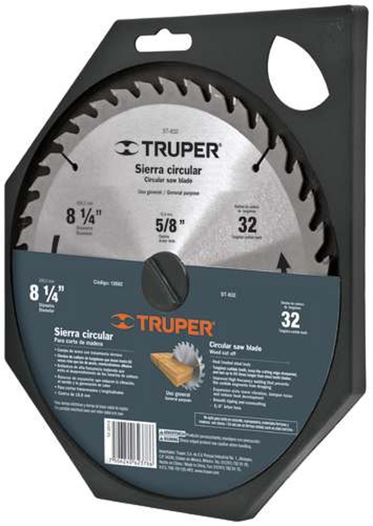 Disco sierra 8-1/4' para madera, 32 dientes centro 5/8' ST-832, 12682