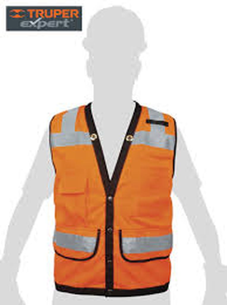 Chaleco seguridad reforzado naranja con bolsas, XG, Expert CHS-800N-XL, 13481