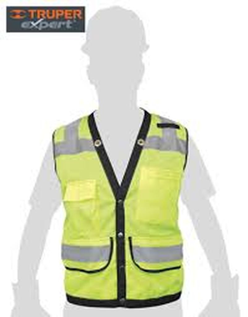 Chaleco seguridad reforzado verde con bolsas, G, Expert CHS-800V-L, 13483