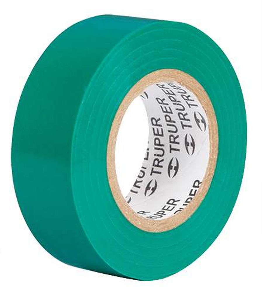 [13511] Cinta de aislar de 9 m x 19 mm, verde, Truper M-22V, 13511