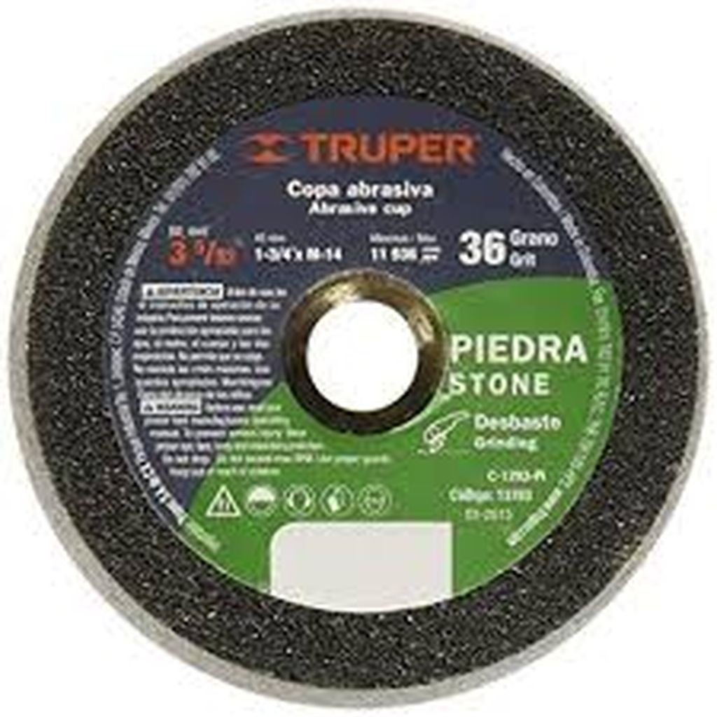 Copa desbaste de piedra 5' grano 36, eje M14, Truper C-349-PI, 13792
