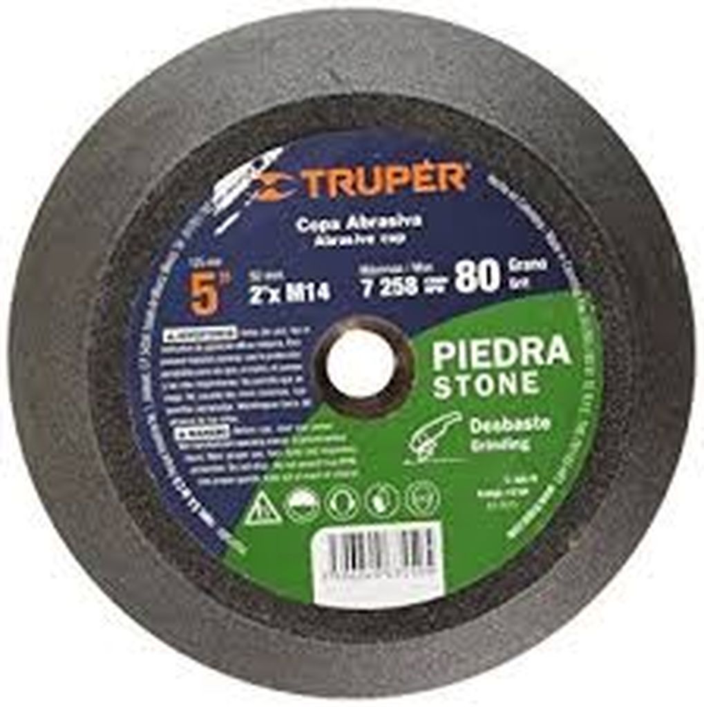 Copa desbaste de piedra 5' grano 80, eje M14, Truper C-360-PI, 13794