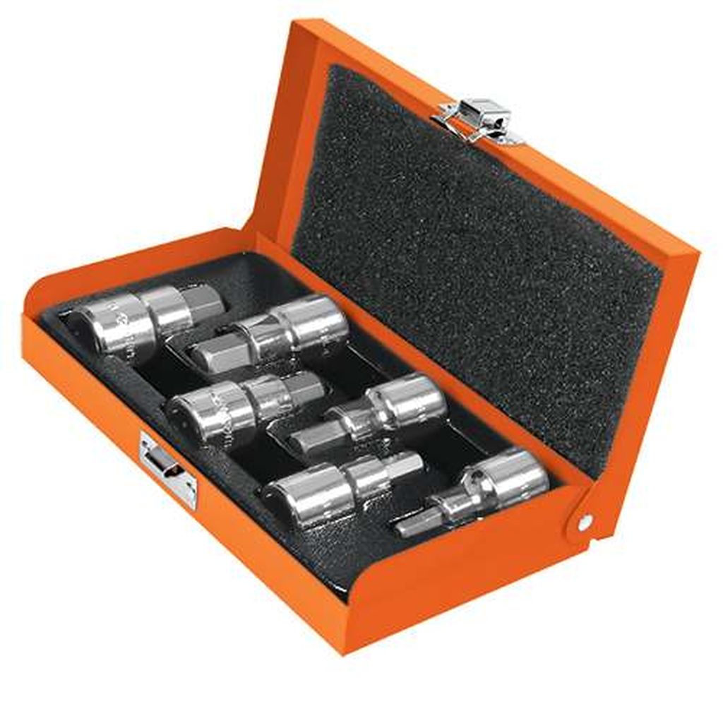 Juego de 6 dados cuadro 1/2' punta hex mm, estuche metálico JPH-1/2X6M, 13926