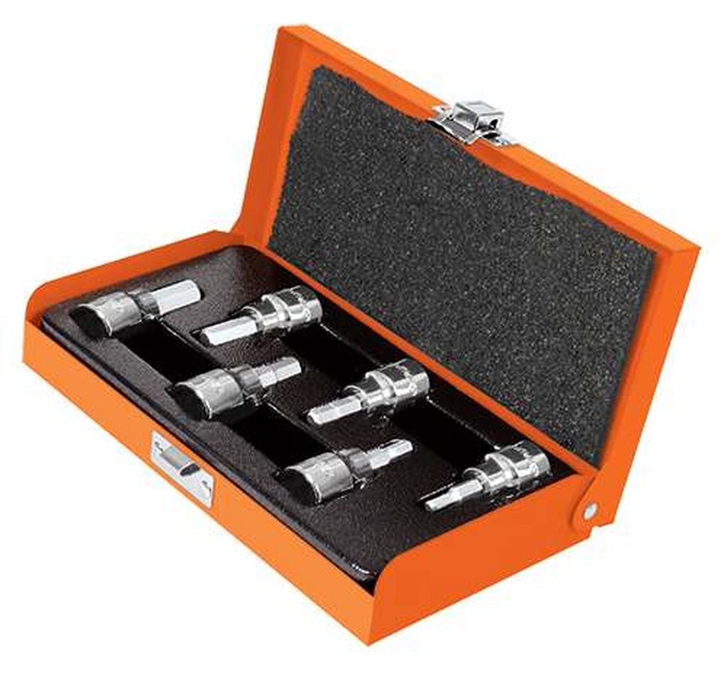 Juego de 6 dados cuadro 3/8' punta hex mm, estuche metálico JPH-3/8X6M, 13953