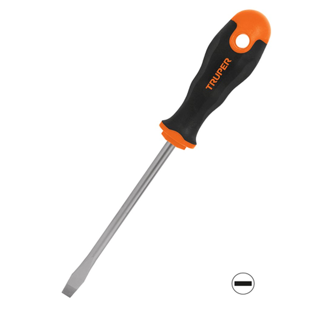 Desarmador plano 1/4' x 4' mango Comfort Grip, Truper DR-1/4X4B, 13998