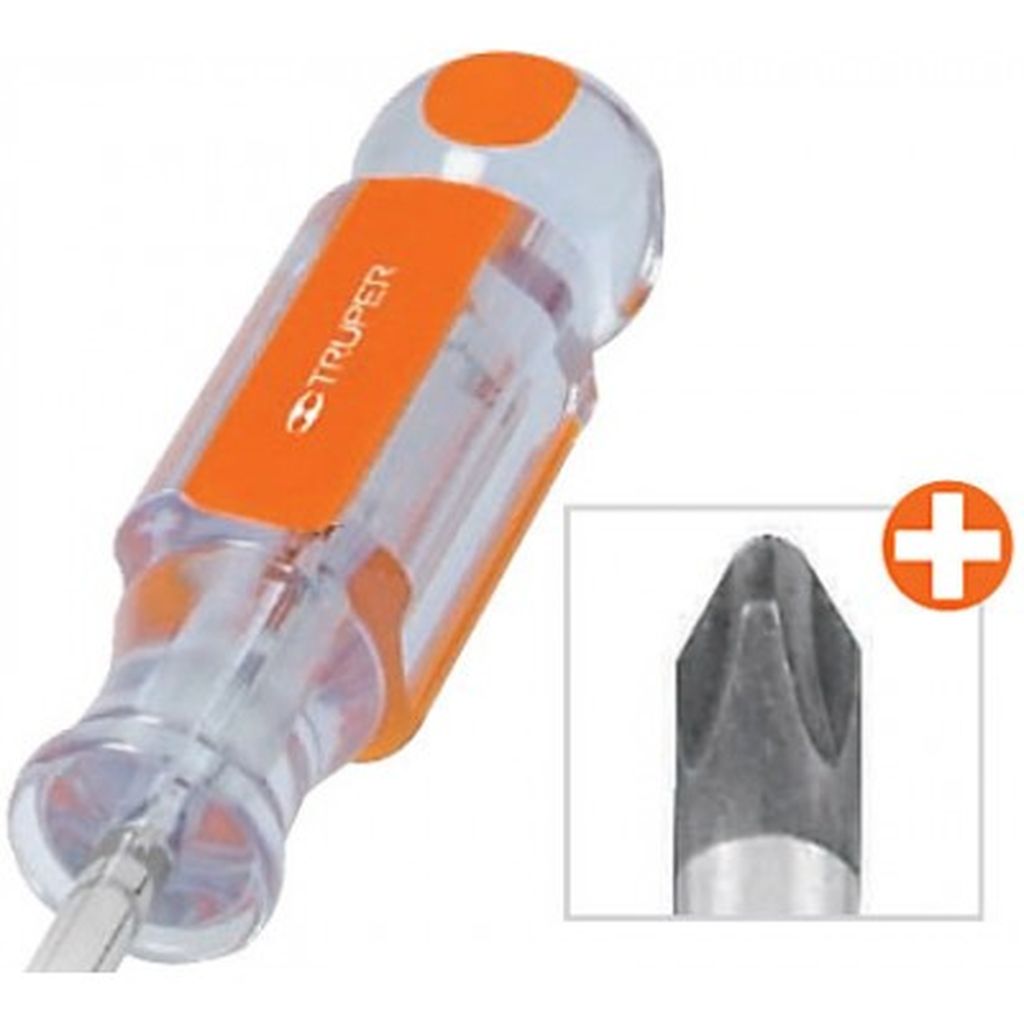 Desarmador de cruz 1/8' x 4' mango de acetato, Truper DP-1/8X4, 14053