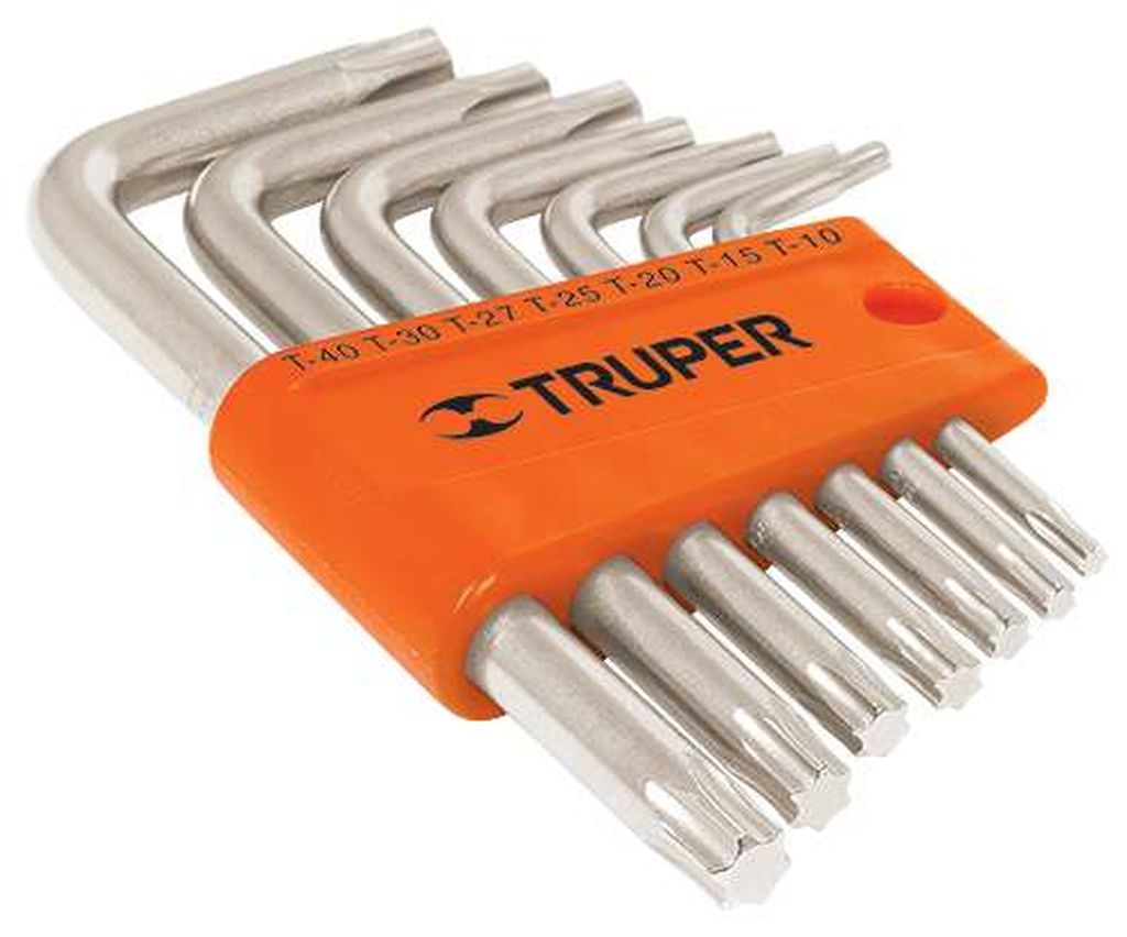 Juego de 7 llaves torx con organizador, Truper TORX-7C, 15552