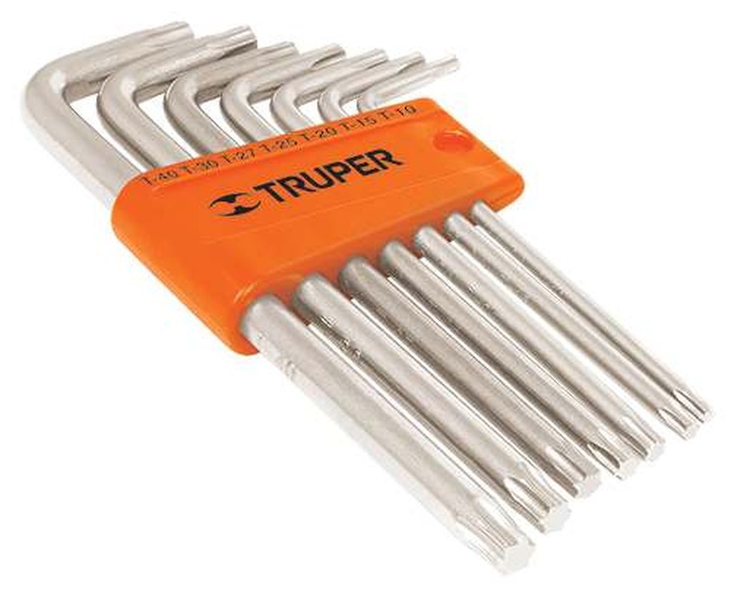 Juego de 7 llaves torx largas con organizador, Truper TORX-7L, 15553