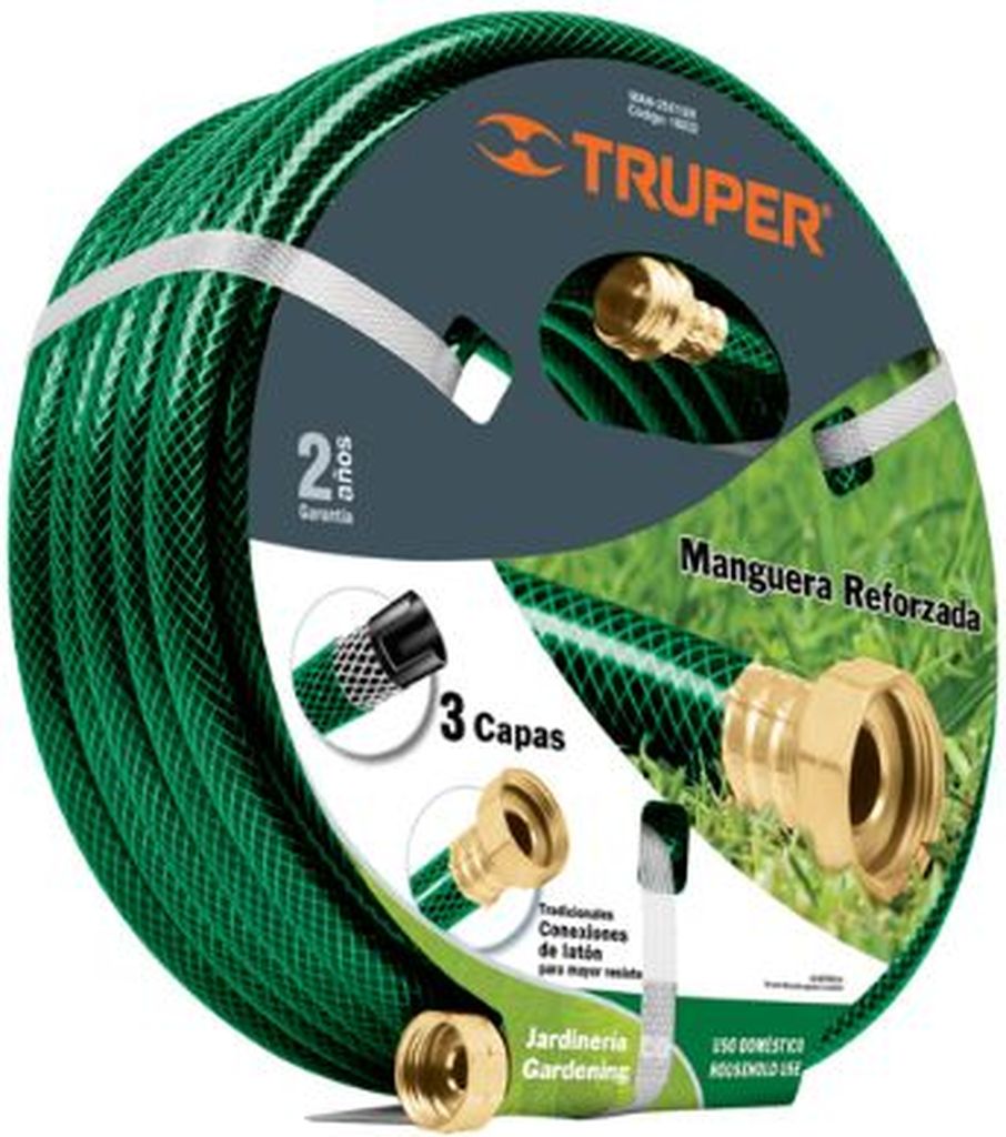 Manguera 1/2' reforzada 3 capas 10 m conexiones de metal MAN-10X1/2R, 16030
