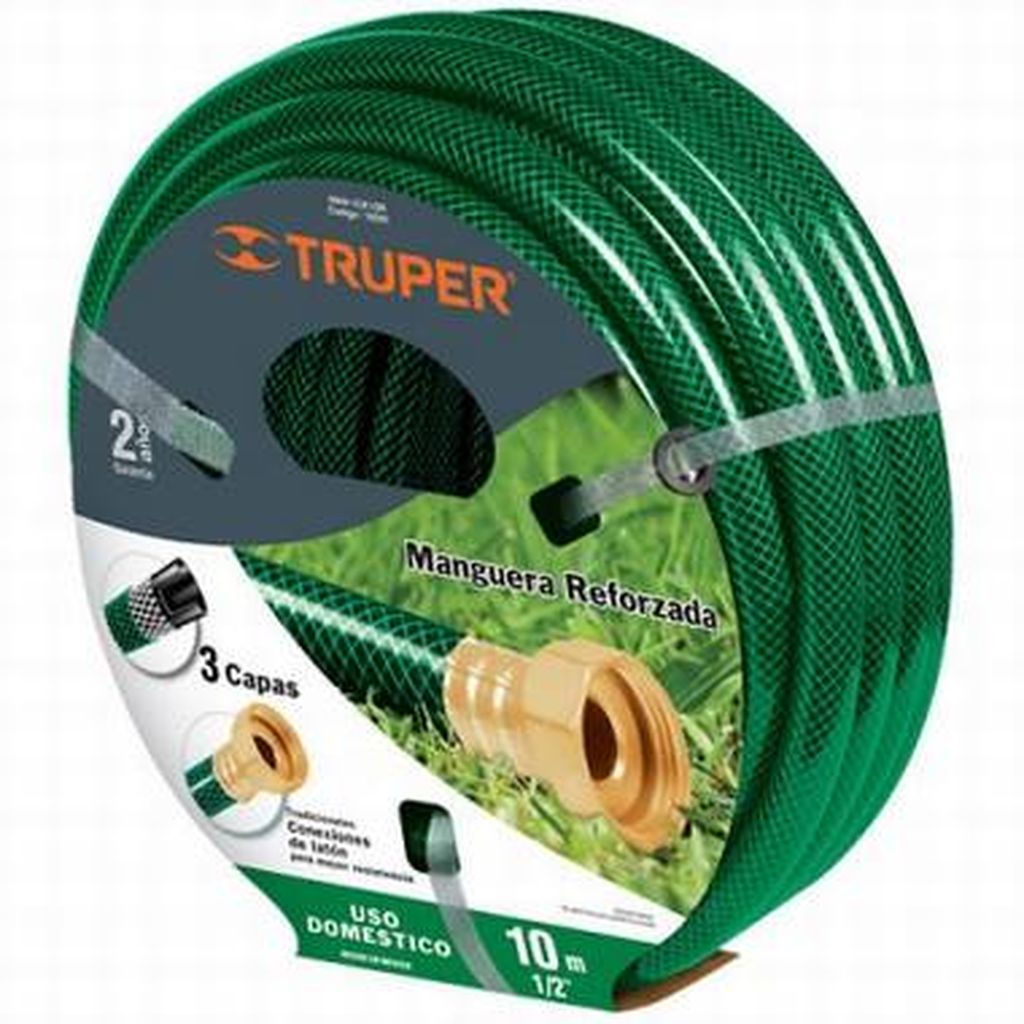 Manguera 1/2' reforzada 3 capas 15 m conexiones de metal MAN-15X1/2R, 16031