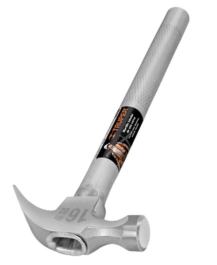 Martillo tubular pulido 16 oz uña curva, Truper MT-16, 16701