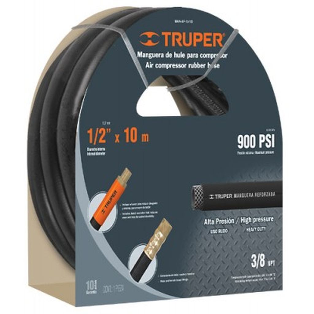 Manguera de hule para compresor, 15 m x 1/2', Truper MAN-AP-15-1/2, 17086