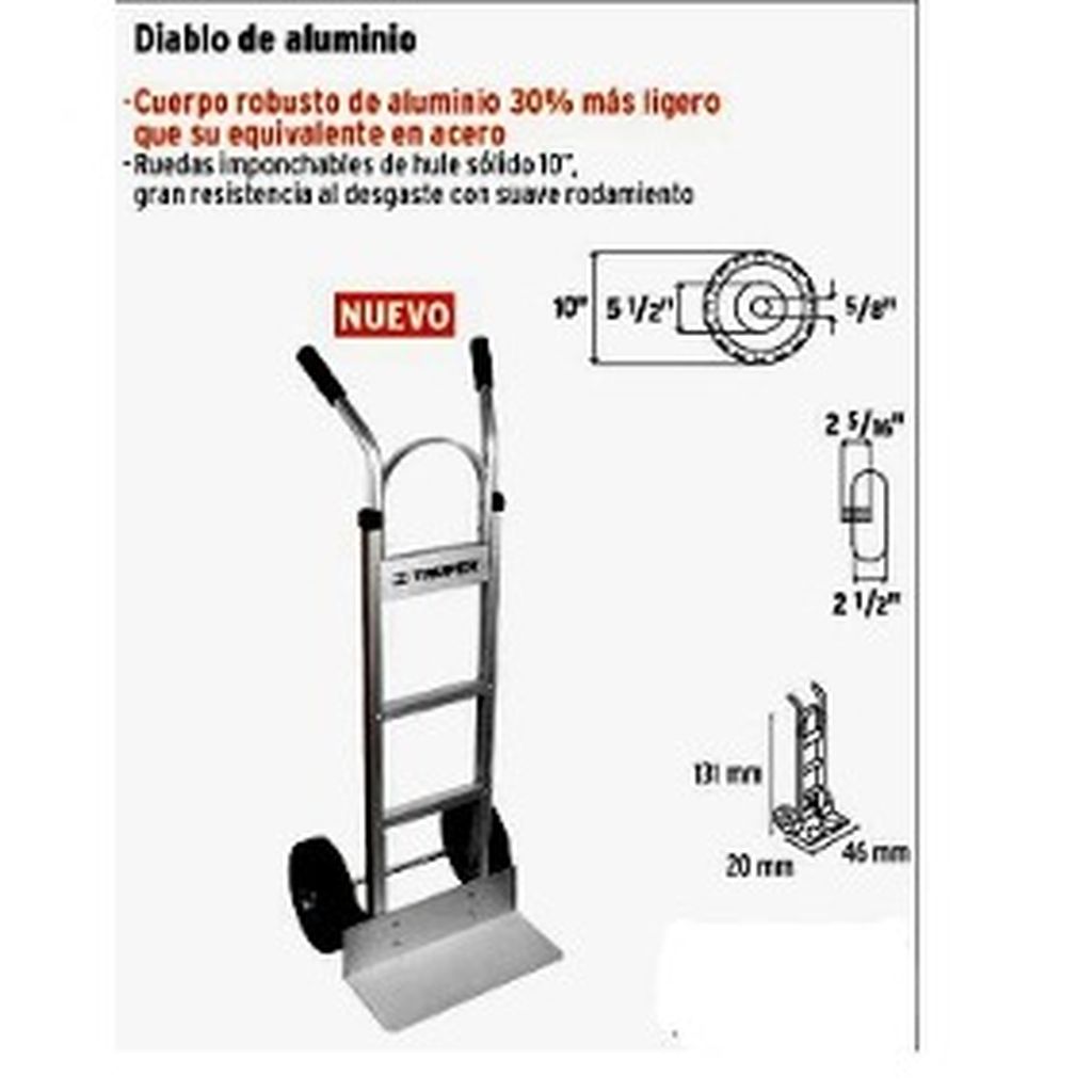 Diablo de carga de aluminio 300 kg ruedas imponchables DIA-300A, 17245