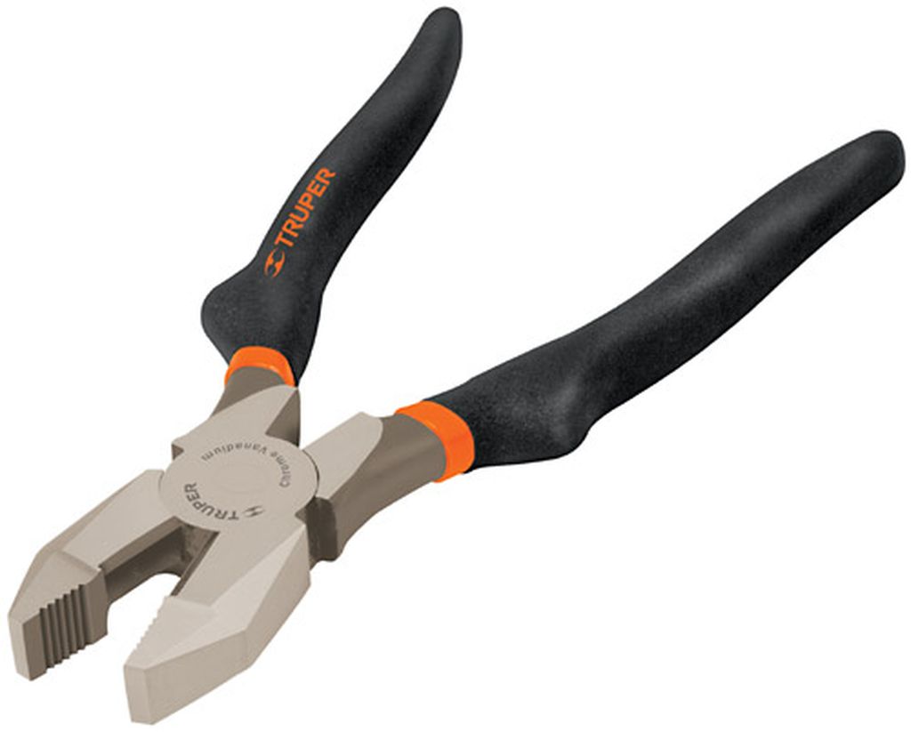 Pinza para electricista 7' uso rudo, mango PVC, Truper T201-7, 17303