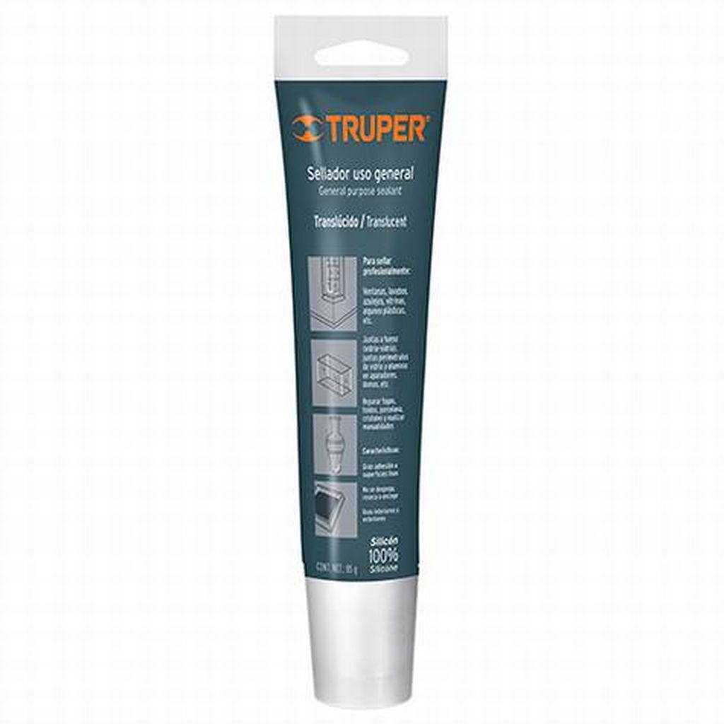 Sellador transparente 100% silicón de 85 g, Truper SIL-85T, 17562