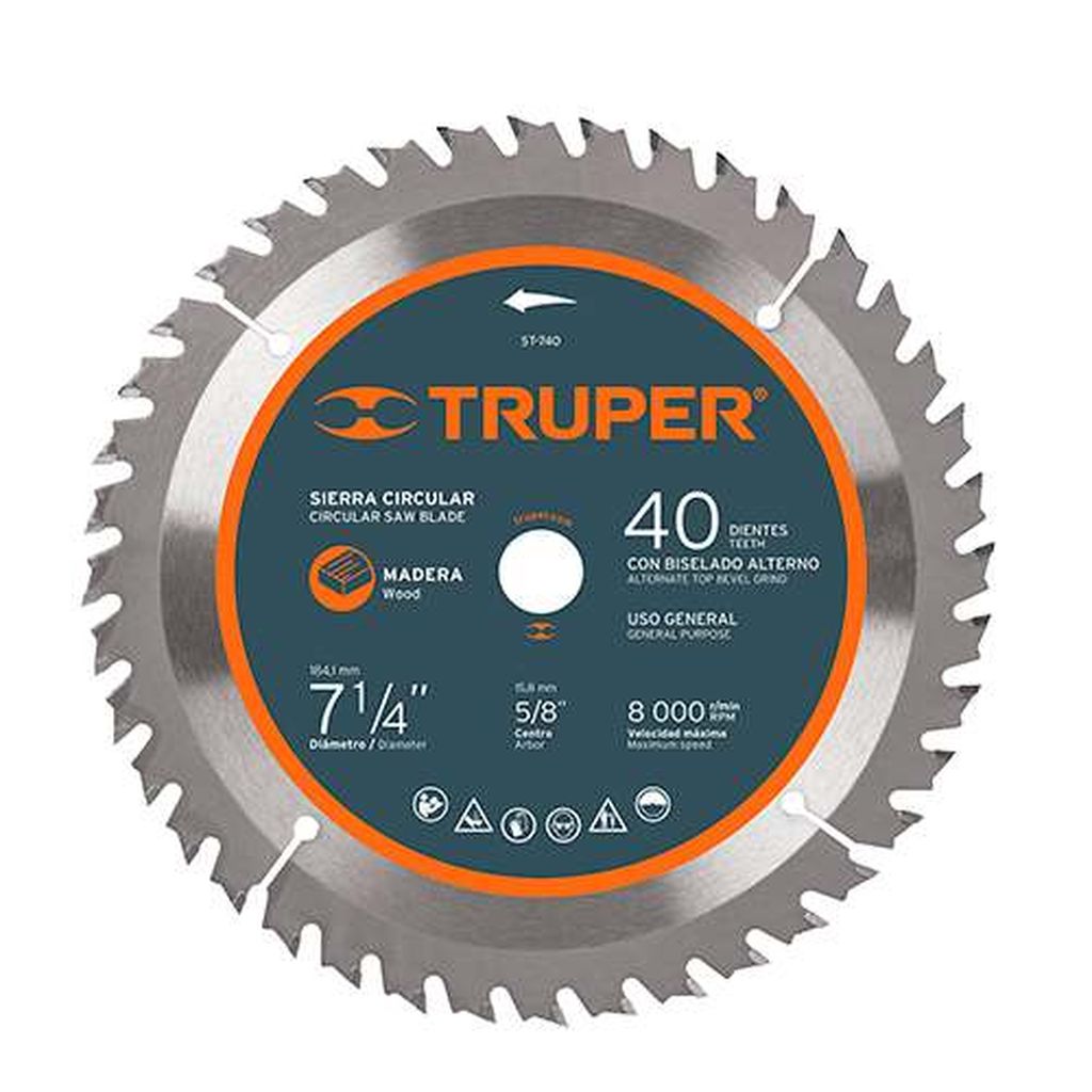 Disco sierra 7- 1/4' para madera, 40 dientes centro 5/8' ST-740, 18301