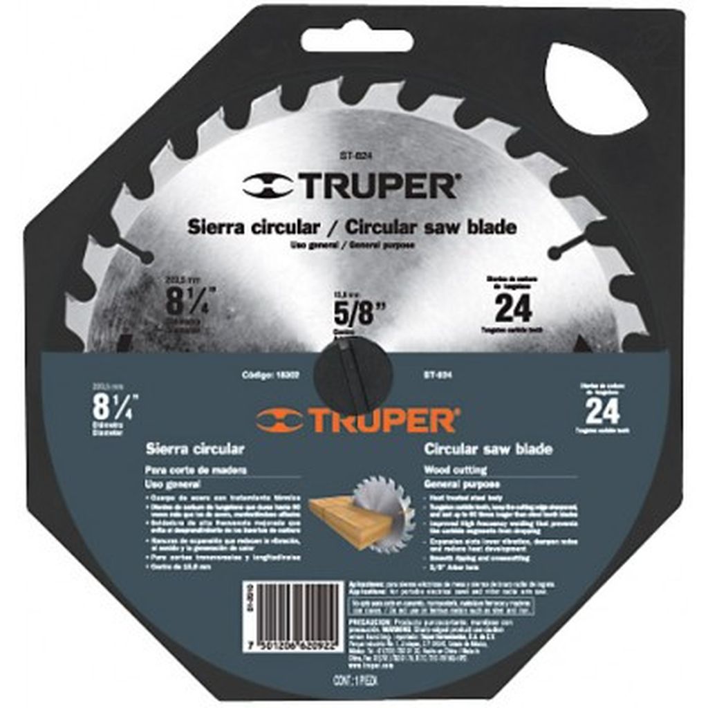 Disco sierra 8-1/4' para madera, 40 dientes centro 5/8' ST-840, 18303