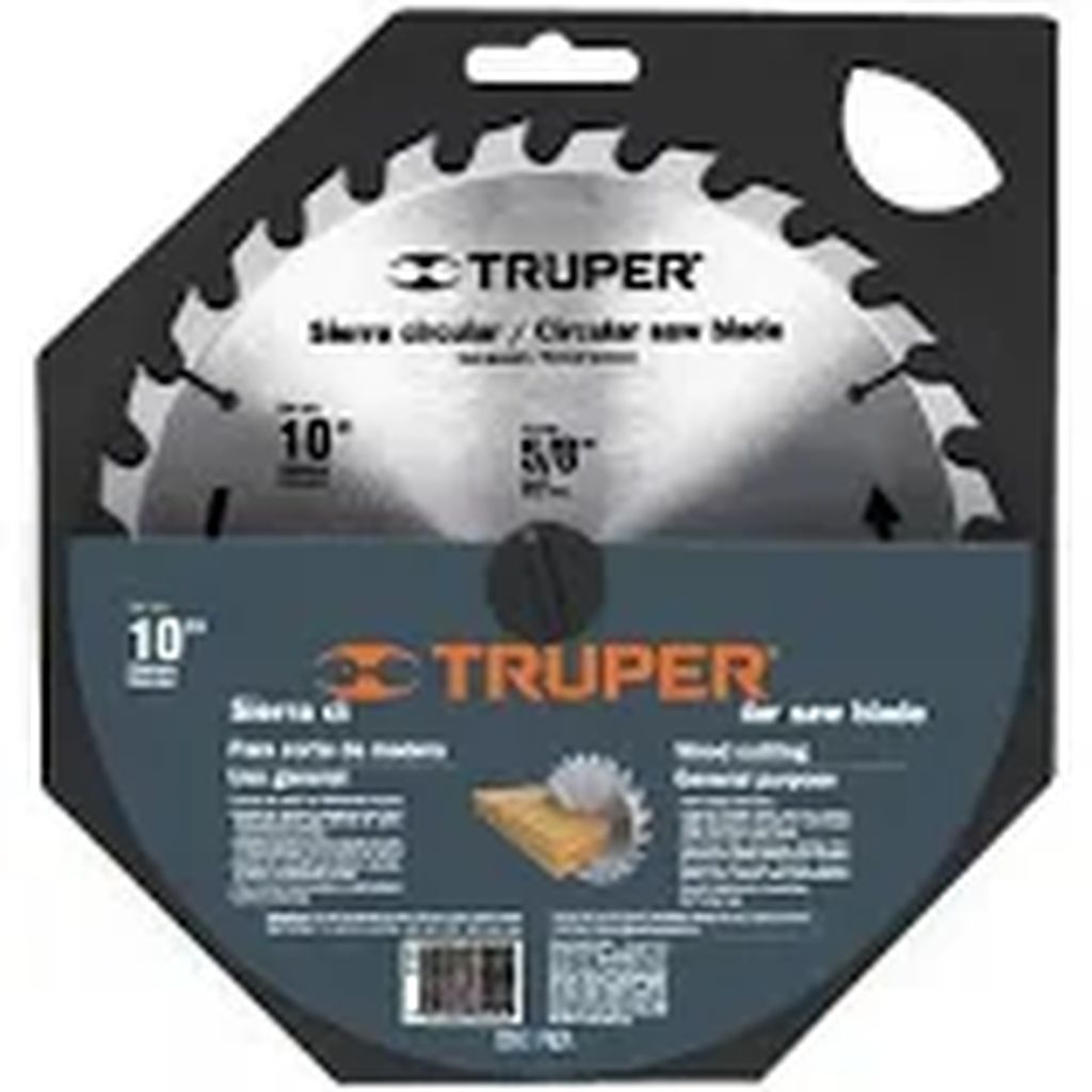 Disco sierra 10' para madera, 60 dientes centro 1', Truper ST-1060E, 18308