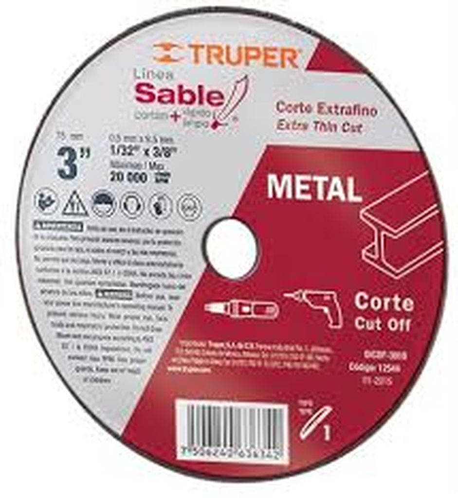 Disco Tipo 41 de 4-1/2' x 1 mm corte multimaterial, Sable DICOF- 4510M, 18651