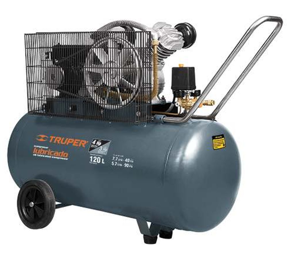 Compresor lubricado banda, horizontal 120L, 4HP 220V Truper COMP-120LH, 19359