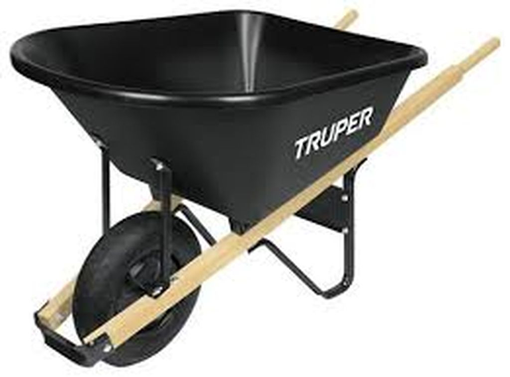 Carretilla concha plástica 6 ft3 Neumática b/madera, Truper TP-6, 19805