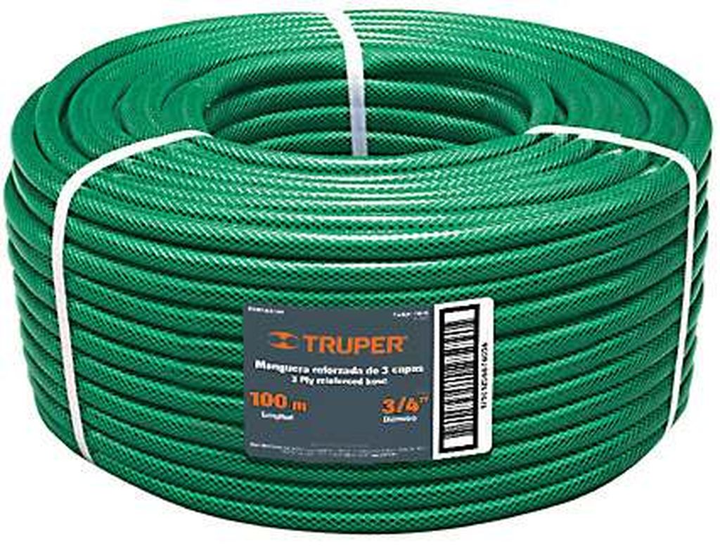 Metro de manguera 3/4' 3 capas en rollo de 100 m, Truper MAN-3/4R, 19859