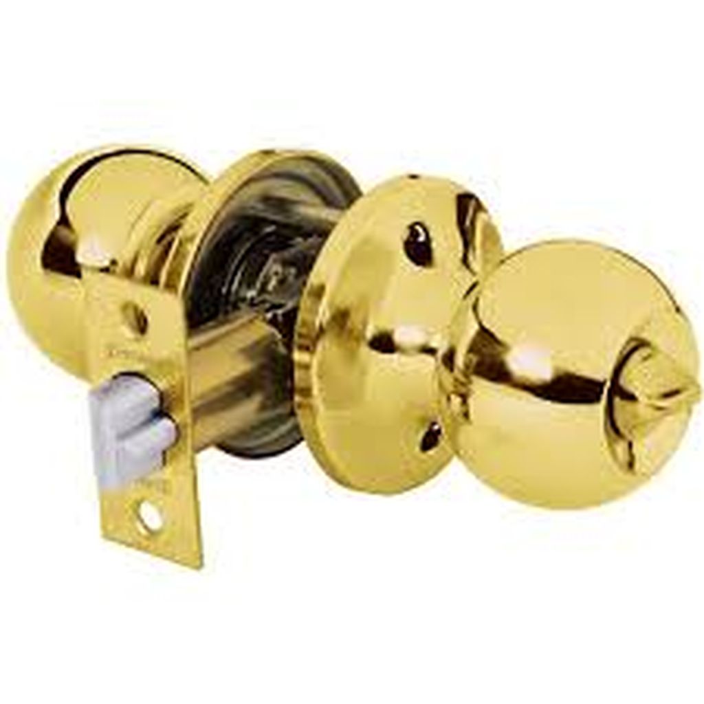 Cerradura manija recámara latón brillante, cil metal, Basic CEMA-1RB, 20032