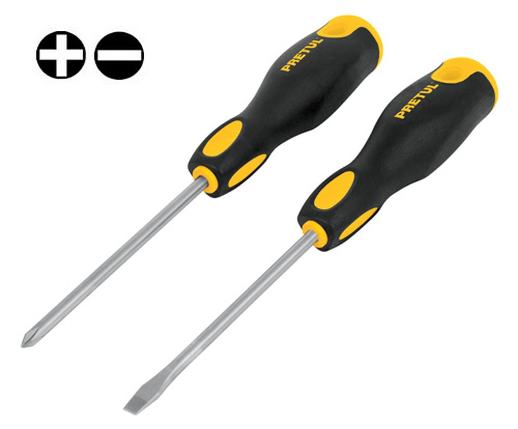 Dúo de desarmadores 3/16' x 4' mango Comfort Grip, Pretul DUO-3/16X4BP, 20216