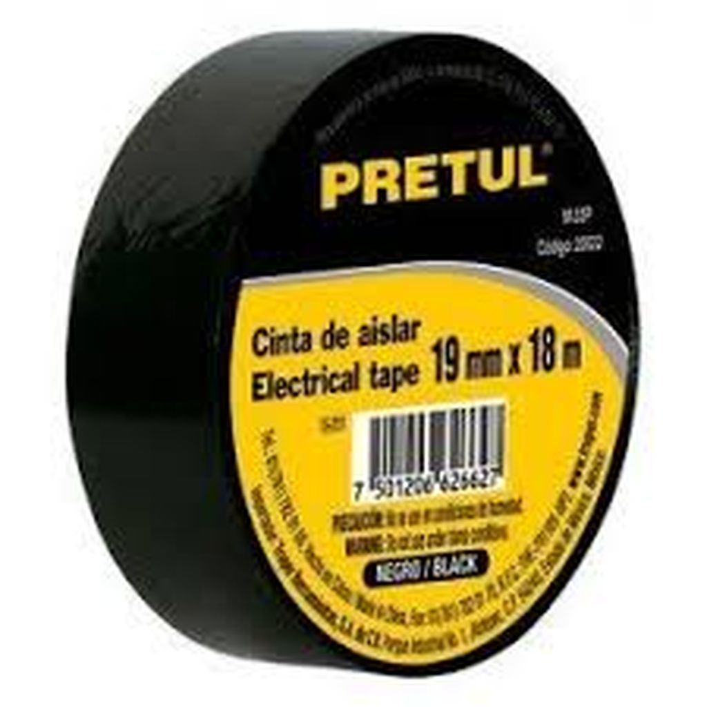 Cinta de aislar de 18 m x 19 mm, negra, Pretul M-33P, 20522