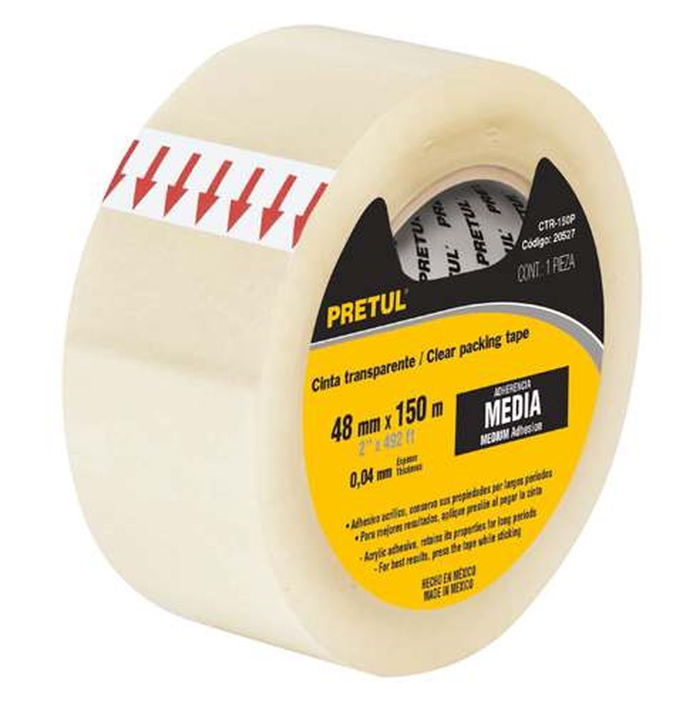 Cinta de empaque 48 mm x 40 m transparente, Pretul CTR-40P, 20525
