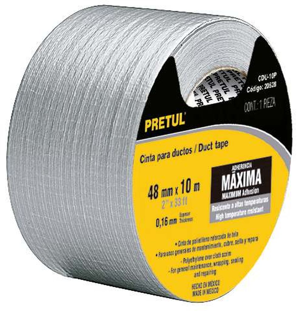 Cinta para ducto 30m x 48mm, espesor 0.16mm, Pretul CDU-30P, 20529