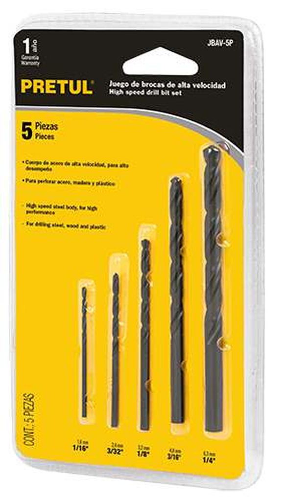 Juego de 5 brocas HSS para metal, Pretul JBAV-5P, 20703