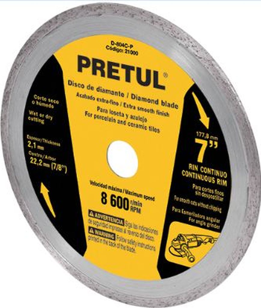 Disco de diamante de 7' x 2.1 mm rin continuo, Pretul DID-170P, 21000