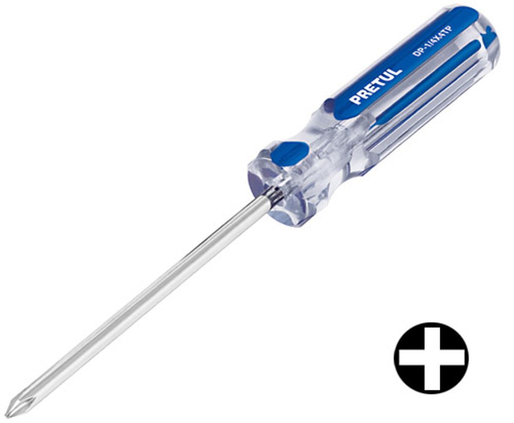 Desarmador de cruz 1/4 x 4' mango de PVC, Pretul DP-1/4X4TP, 21474