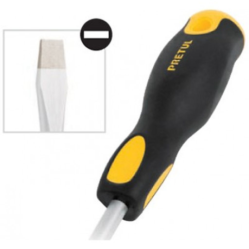 Desarmador plano 1/4' x 8'mango Comfort Grip, Pretul DR-1/4X8BP, 21482