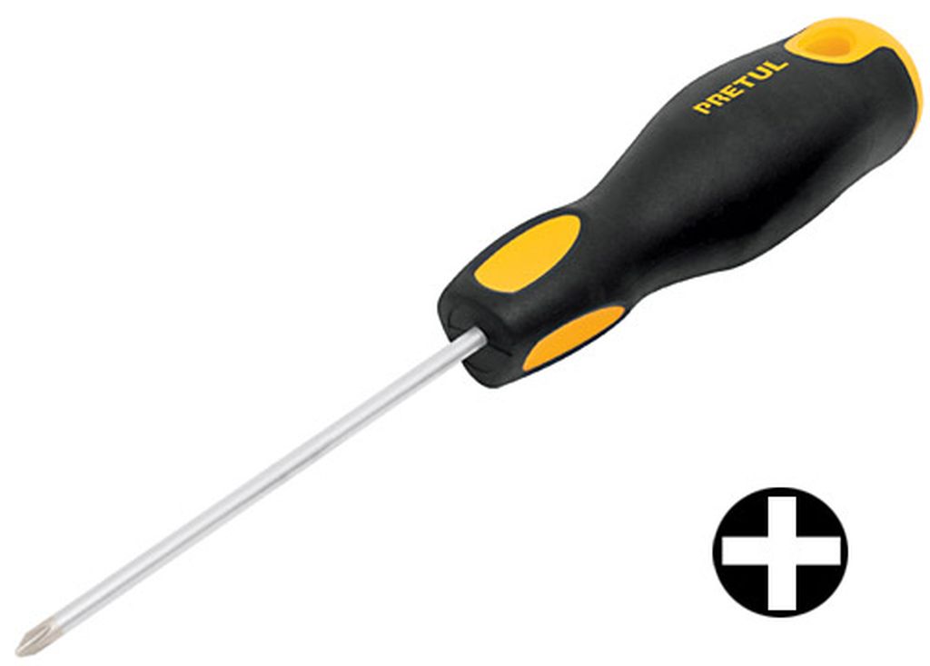 Desarmador de cruz 3/16' x 4' mango Comfort Grip, Pretul DP-3/16X4BP, 21495