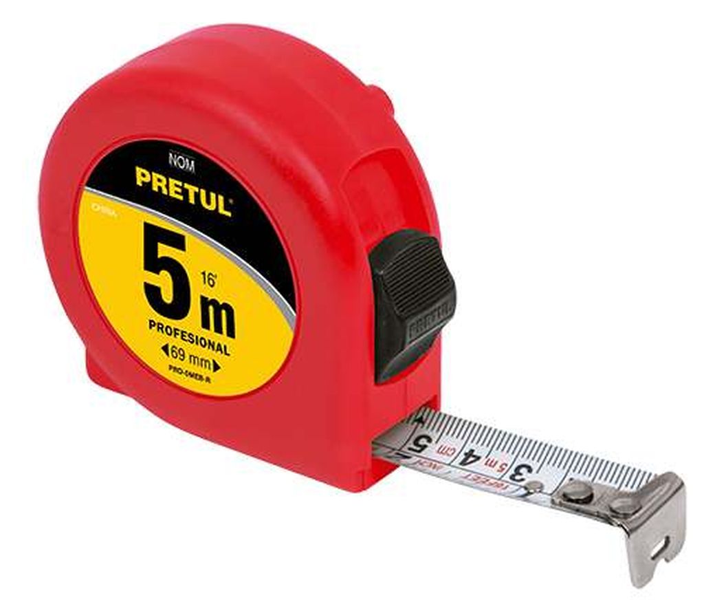 Flexómetro verde 5 m cinta 19 mm, en tarjeta, Pretul PRO-5MEB-R, 21612