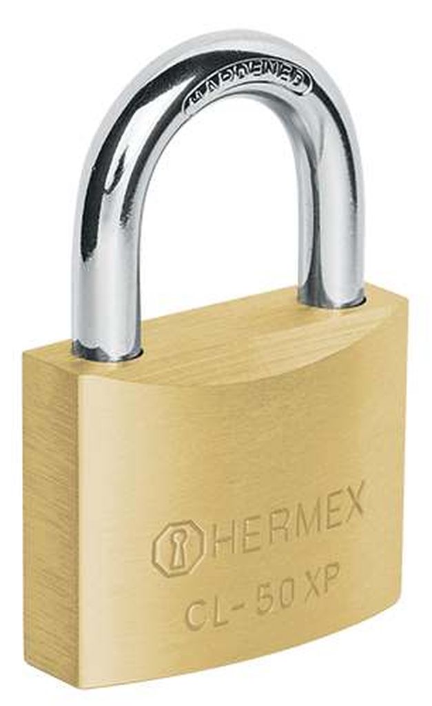 Candado de latón 50 mm llave tetra en blíster, Hermex Basic CL-50XP, 23511