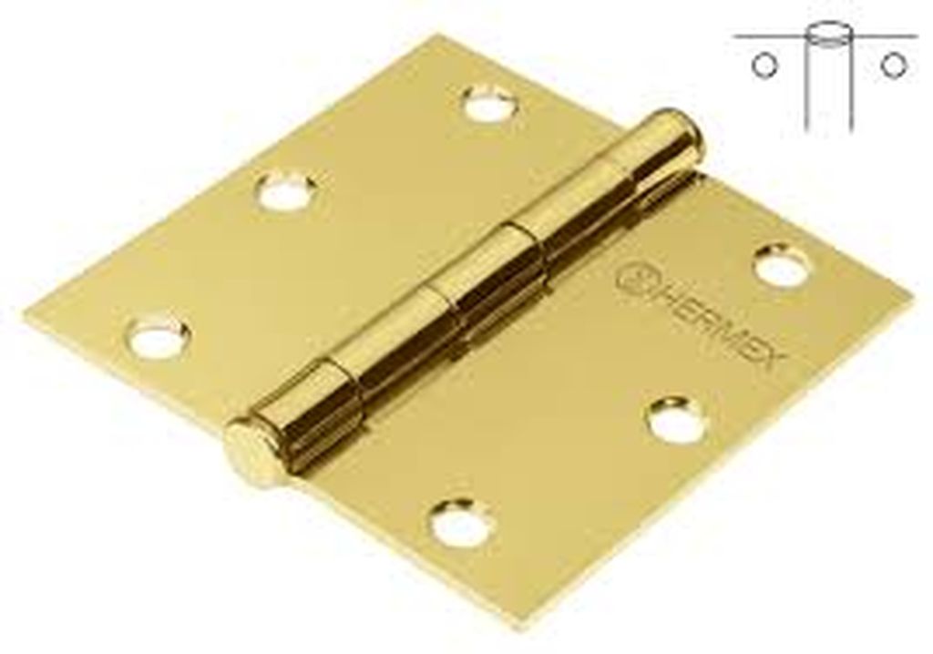 [23685] Bisagra cuadrada 3-1/2', acero latonado, cabeza plana, Basic BC-351PP, 23685