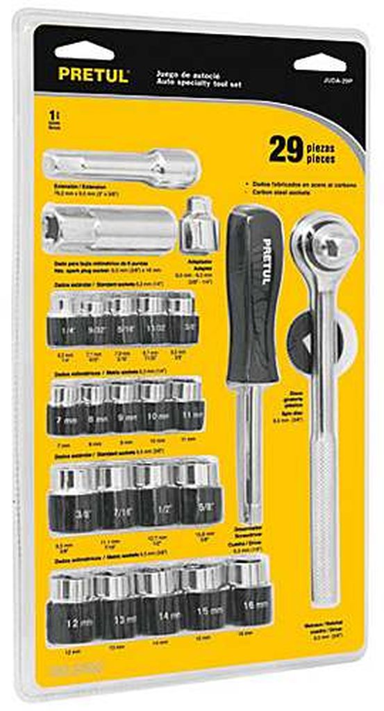 Juego de 25 herramientas 1/4' y 3/8' para mecánico, Pretul JUDA-29P, 23974