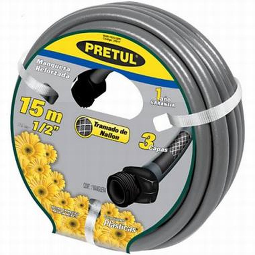 Manguera 1/2' reforzada 3 capas 20m conexiones plást, Pretul MAN-20X1/2PR, 25018