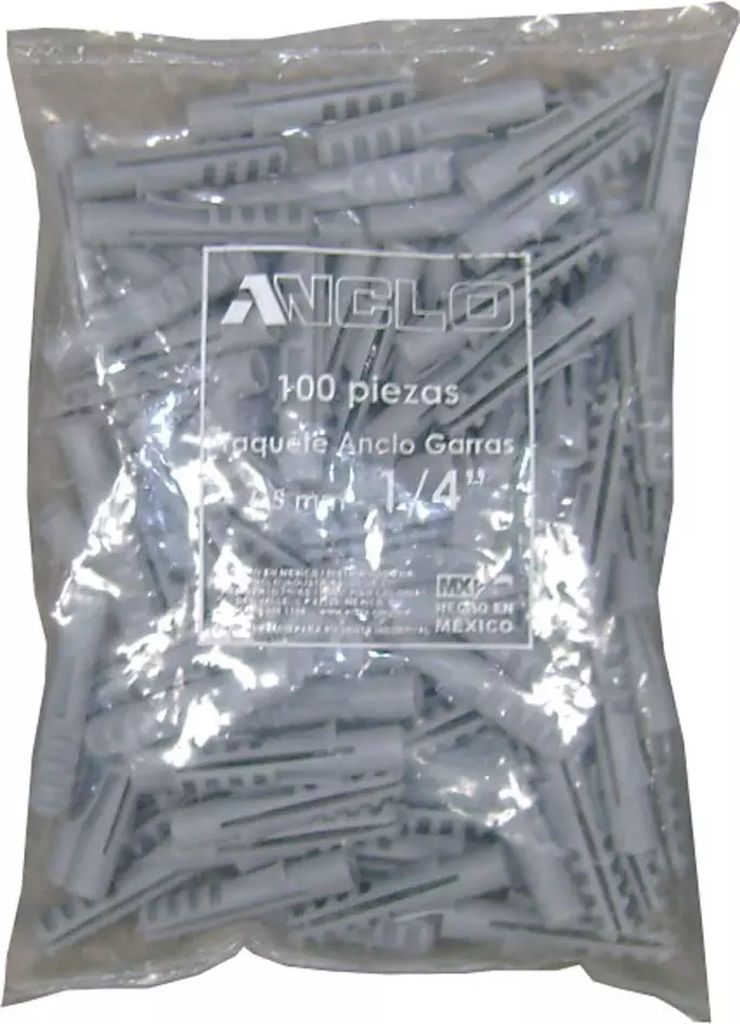 TAQUETE LIGERO DE 1/4" X 1.3/8" ANCLO GARRAS (100 PZAS.), ANCLO