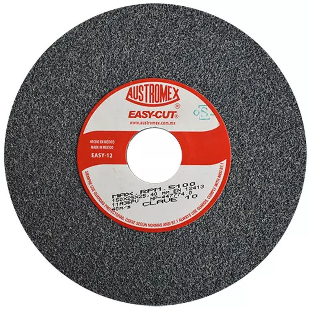 PIEDRA ABRASIVA T-1 6"X1"X1" G36 GRIS BURDO USO GRAL-METAL-ESMERILAR-AFILAR-H.FORJ (EASY-CUT), AUSTROMEX
