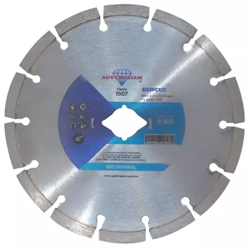 DISCO DE DIAMANTE 7"X0.08"X7/8" SEGMENTADO USOS GENERALES (EASY-CUT), AUSTRODIAM